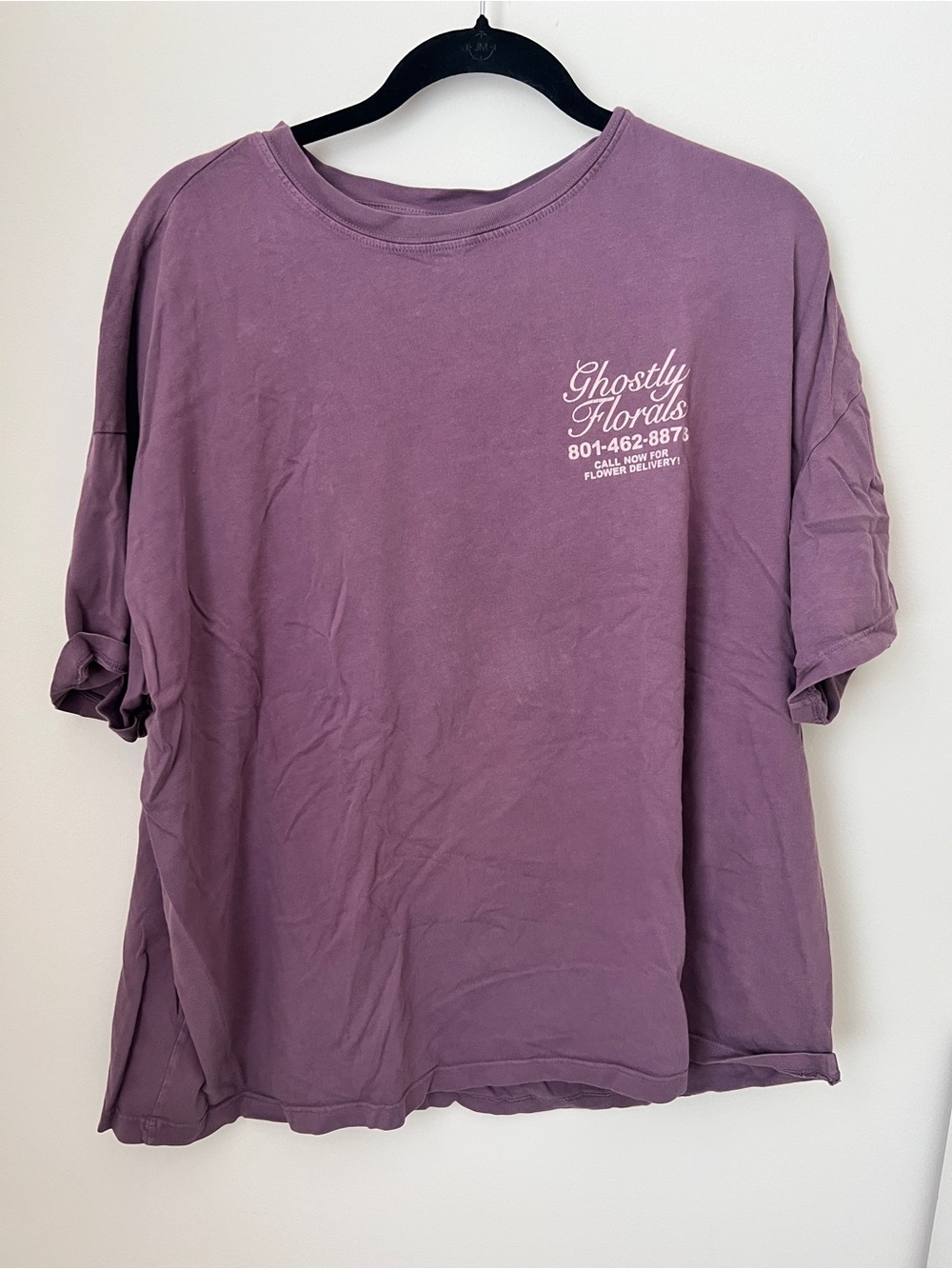 LONELY GHOST Ghostly Florals Purple and Pink Graphic Short Sleeve Tee